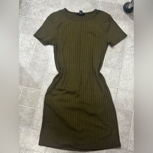 Forever 21 Khaki Ribbed Midi Dress